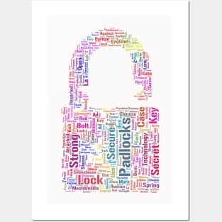 Padlock Secure Silhouette Shape Text Word Cloud Posters and Art